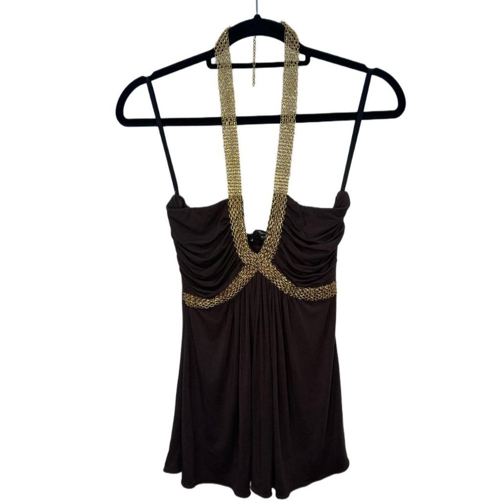 Sky Halter Brown Top